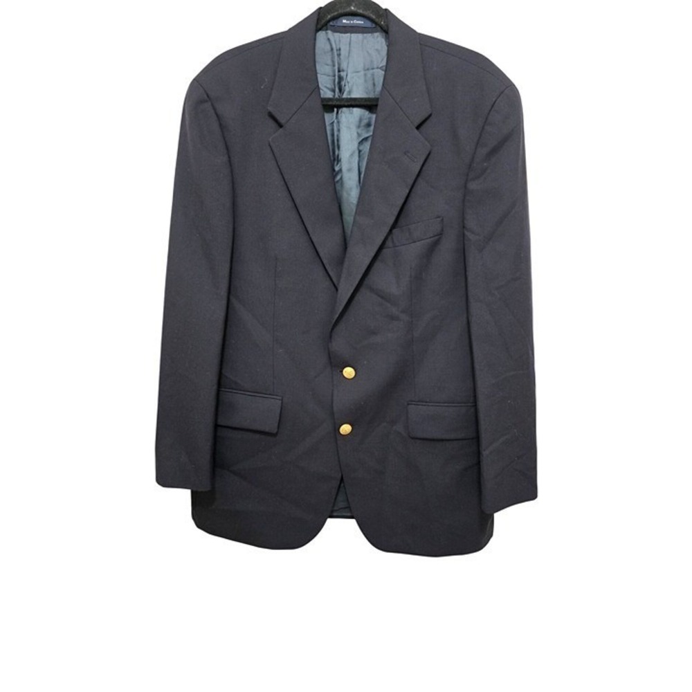 VTG Chaps/Ralph Lauren Men's 42R Navy Blue 100% Wool Blazer Gold Anchor Buttons